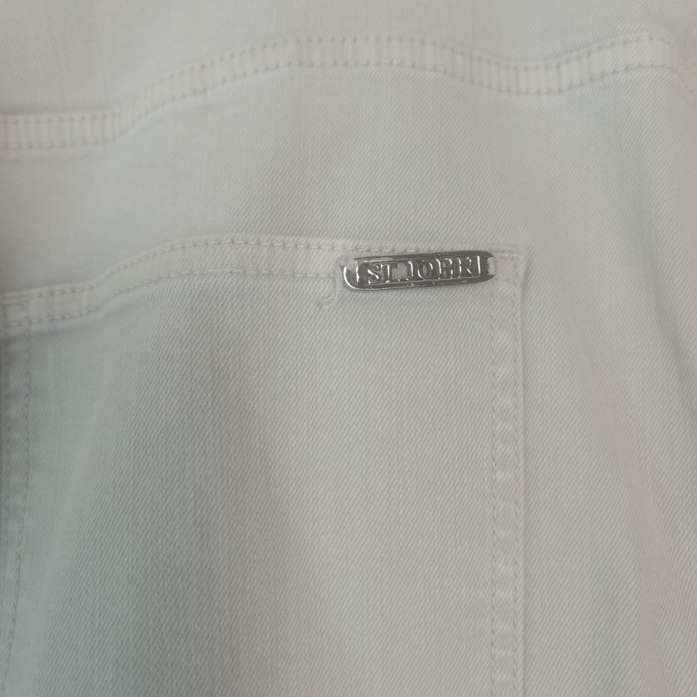 ST. JOHN women's straight-leg beige pants, size 8, with pockets and zipper - Picture 9 of 10